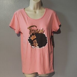 Make It Rain Pink Soft Graphic Women's Top In A Size Medium